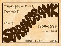 Springbank Solera 1950-1978 Drawn 1996, Thompson Bros